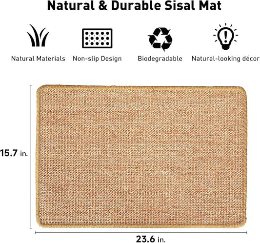 FUKUMARU Cat Scratcher Mat, 23.6 X 15.7 Inch Natural Sisal Cat Scratch Mats - Image 2