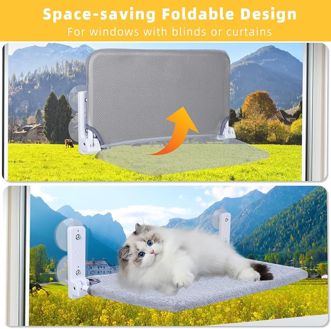 Cat Window Perch, Foldable Cat Window Hammock Sunbathing and Climbing Cats - Image 4