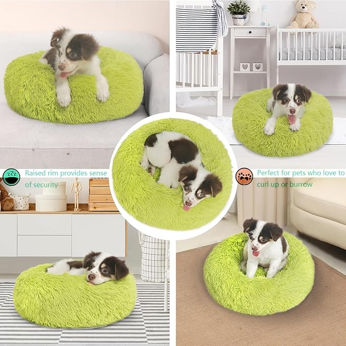 Calming Donut Dogs Beds for Small Dogs Washable, 19inch Fluffy Round Puppy Bed - Image 2
