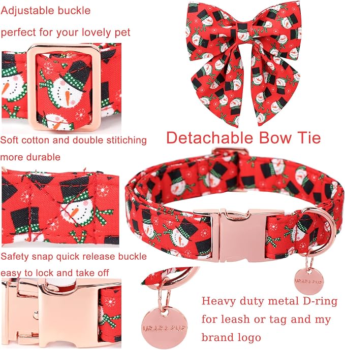 Christmas Dog Collar with Bow Tie, Christmas Collar - Image 2