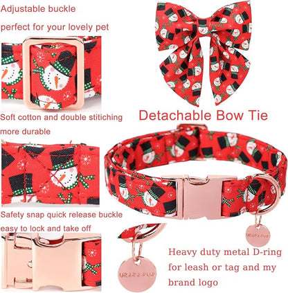 Christmas Dog Collar with Bow Tie, Christmas Collar - Image 2