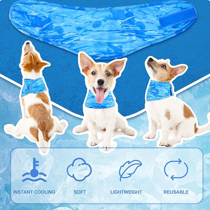 Talltalk 5 Pieces Dog Cooling Bandanas Neck Wraps Ice Scarf Pet Dog Cooling - Image 4