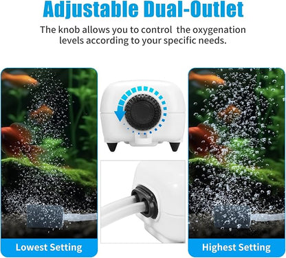 AQUANEAT Aquarium Air Pump for 20-210 Gallon Tank, Fish Air Bubbler, Hydroponic - Image 3