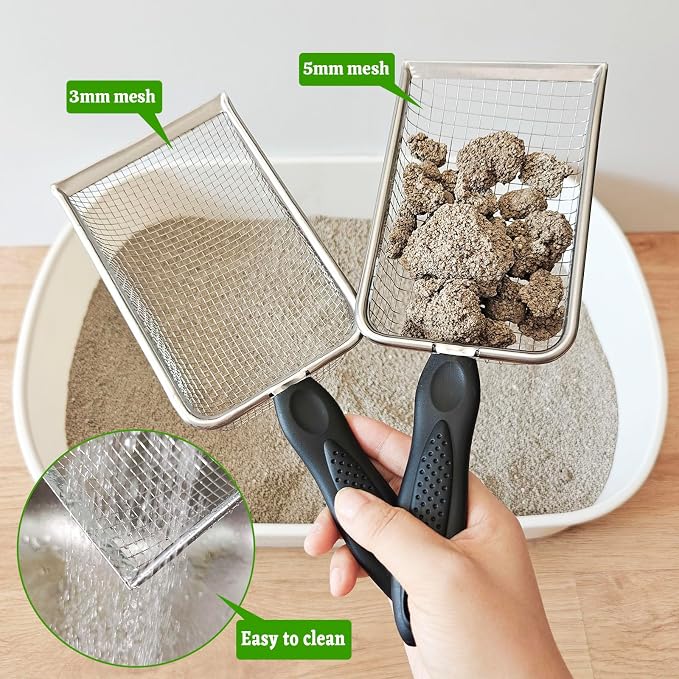 2Pcs Cat Litter Scoop Metal Stainless Steel Mesh Kitty Litter Scoop - Image 7