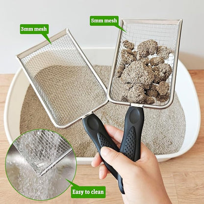2Pcs Cat Litter Scoop Metal Stainless Steel Mesh Kitty Litter Scoop - Image 7