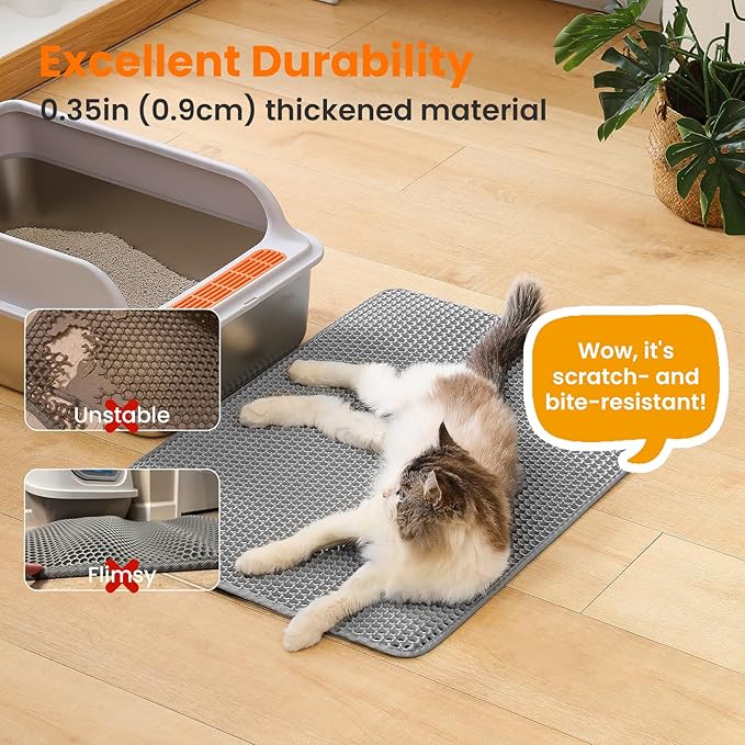 Extra Large Cat Litter Mat, 30x22 Inches Honeycomb Double Layer Cat Litter - Image 5