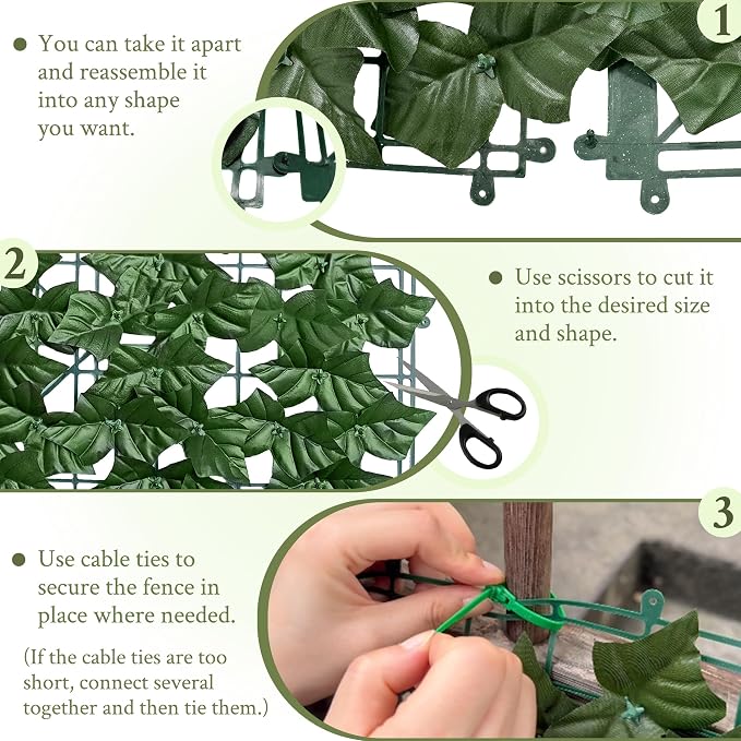 Artificial Ivy Privacy Fence Wall Screen, 40X120 in UV-Anti Faux Greenery - Image 3