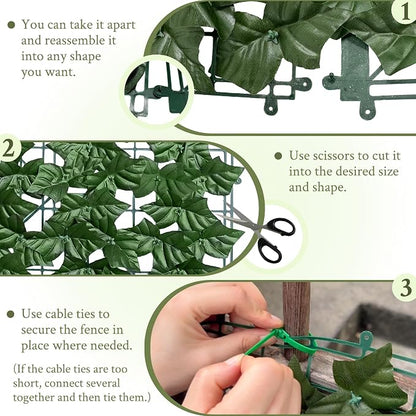 Artificial Ivy Privacy Fence Wall Screen, 40X120 in UV-Anti Faux Greenery - Image 3