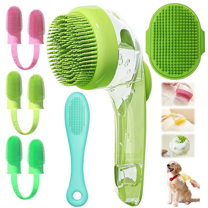 6Pcs Dog Bath Brush Set with Soap Dispenser by BHGOCA