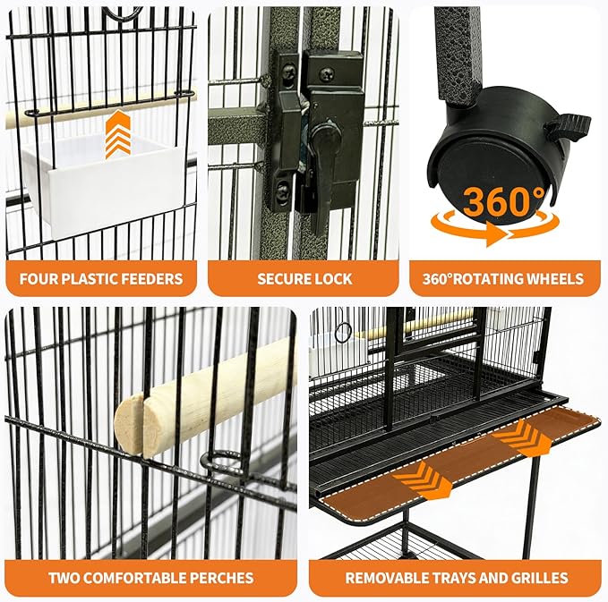 Large Bird Cage, 62.6" H Big Bird Cage - Image 6