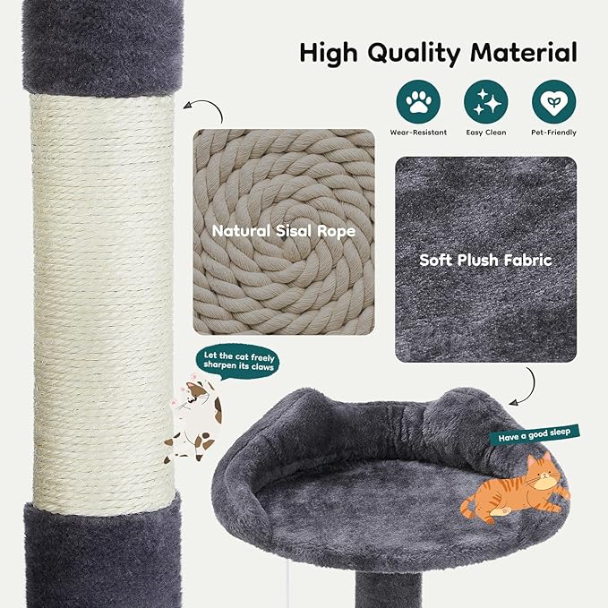 DUMOS 54-inch Indoor Cat Tree Tower –Multi-Level Pet House - Image 5