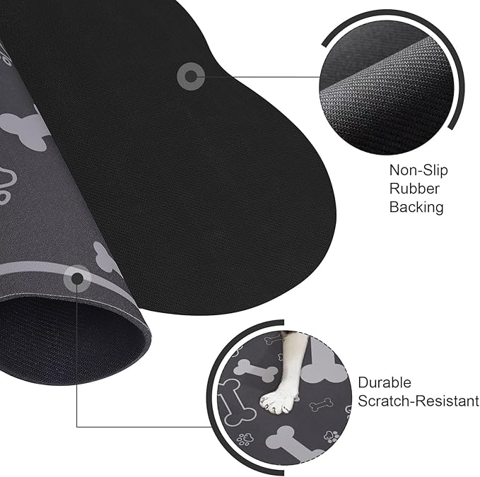 Dog Cat Food Mat, Rapid Absorbent Pet Feeding Mat, Bone Shaped Dog Placemat - Image 3