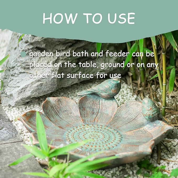 MUMTOP Bird Baths for Outdoors, Antique Outdoor Garden Bird Bath Resin Birdbath - Image 4