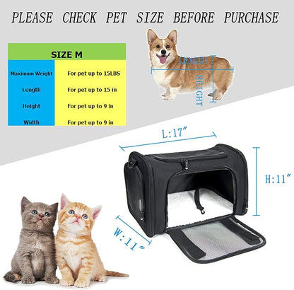 Soft Sided Carrier for Small Medium Cats Dogs, TSA Airline Approved Collapsible - Image 4
