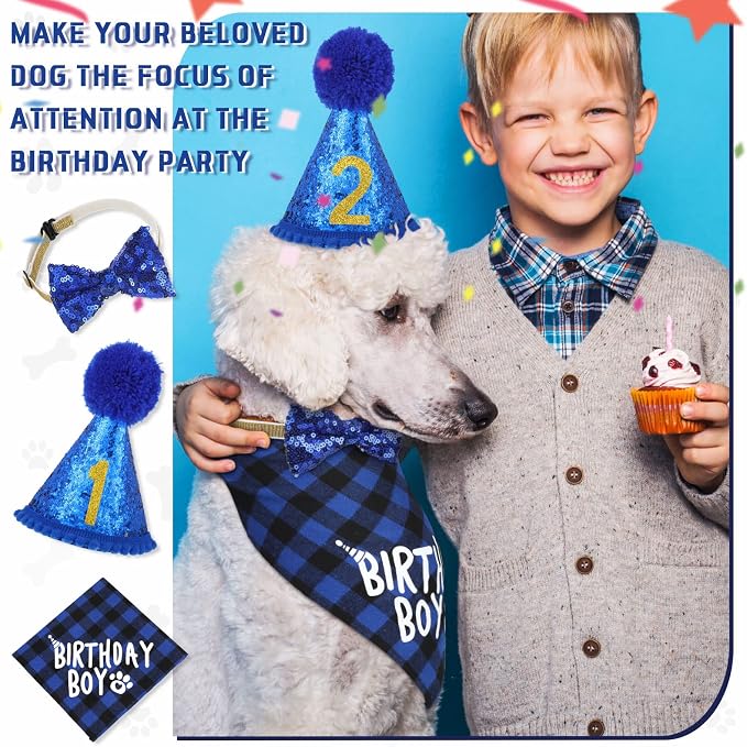 Weewooday Dog Birthday Party Supplies Birthday Boy Girl Cake Bandana Triangle - Image 7