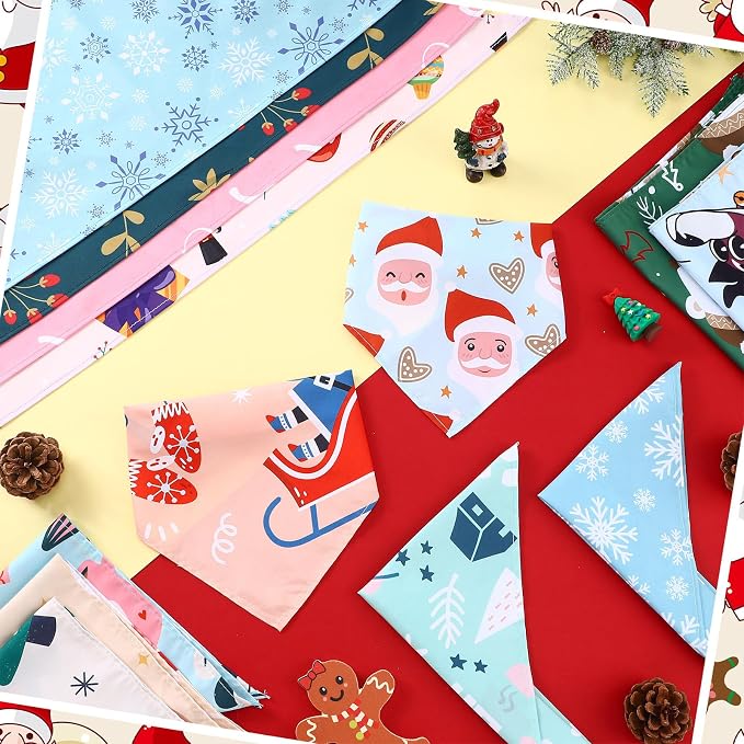100 Pcs Christmas Dog Bandanas Bulk Pet Bibs Colorful Triangle Scarf Xmas Pet - Image 4