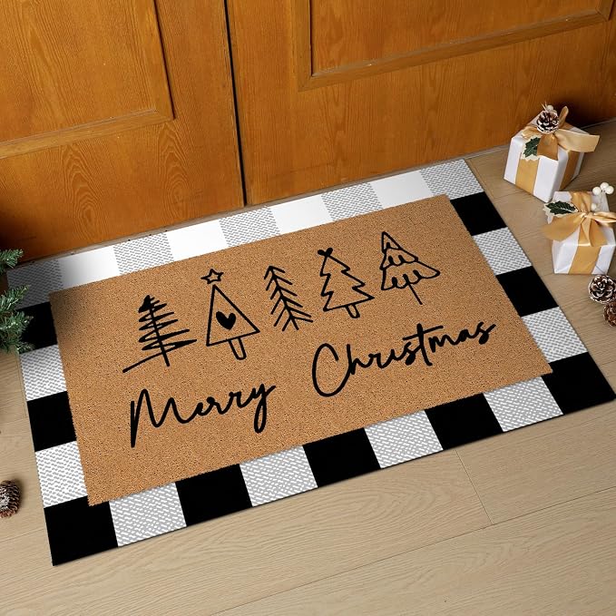Tinideya 2 Pcs Door Mat Welcome Non Slip Coir Mats Floor Layering Doormats - Image 5