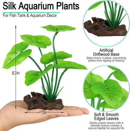 MyLifeUNIT Fish Tank Decor, Silk Aquarium Plants and Hideaway Rock Cave Decor - Image 5