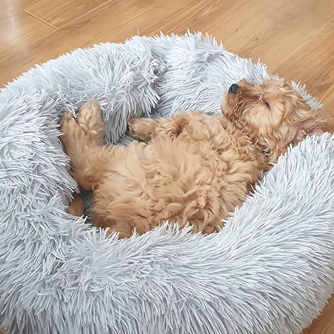 Calming Donut Dogs Beds for Small Dogs Washable, 23inch Plush Round Pet Bed for - Image 5