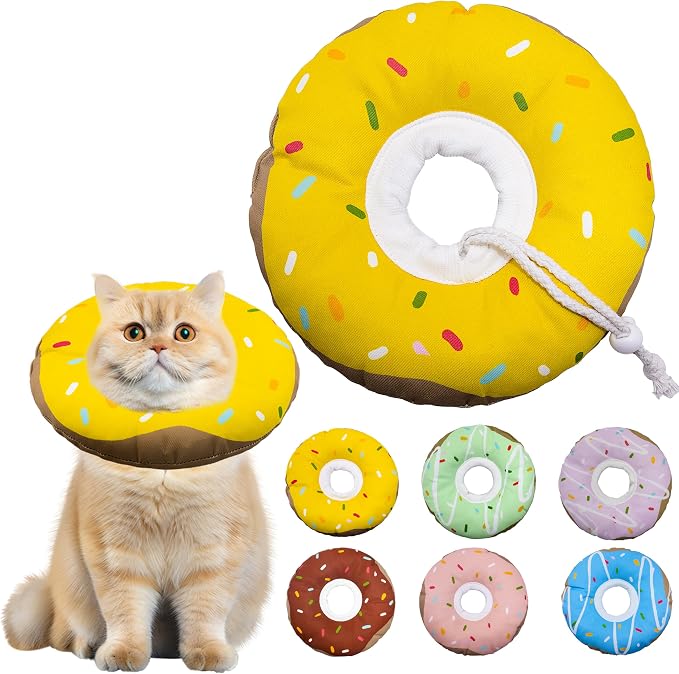 Cat Cone Collar Soft, Adjustable Cat Recovery Collars Kitten Cones to Stop by Seyezo