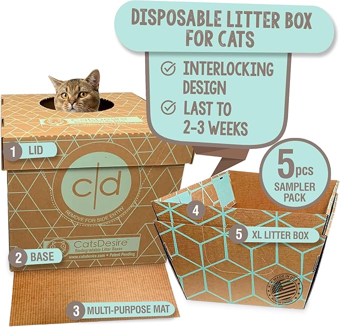 Disposable Litter Boxes for Cats Sampler Both Our Patented Products Woman Owned by CatsDesire