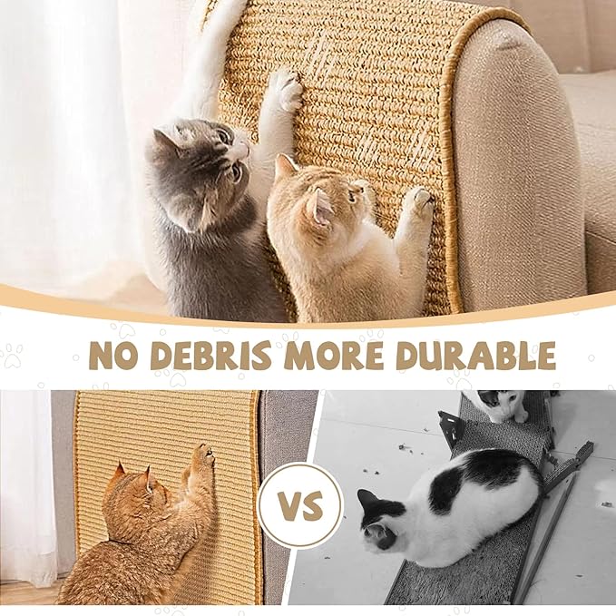 Carpet Cat Scratching Mat Sisal, 2 Packs Sisal Fabric Large 23.6" x 15.7" - Image 5