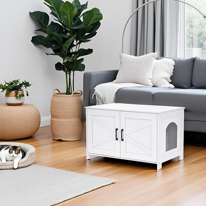 Homhedy Cat Litter Box Enclosure, Wooden Cat Washroom Furniture - Image 8