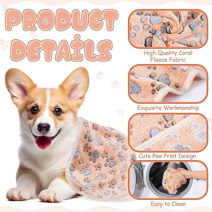 Chumia 40 Pcs Blankets Soft Fluffy Fleece Washable Pet Dog Sleep mat Paw Print - Image 3