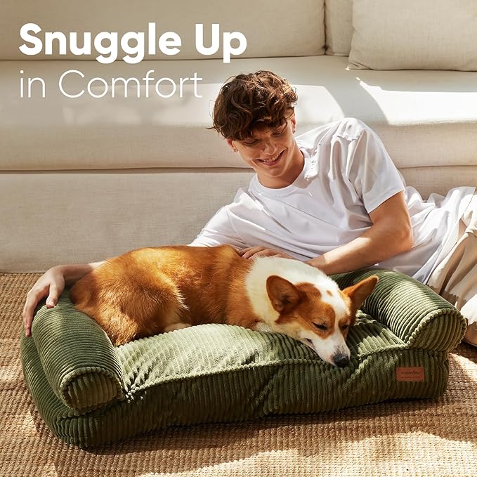 FUKUMARU Dog Couch Bed, Corduroy Cozy Cat Bed - Image 3