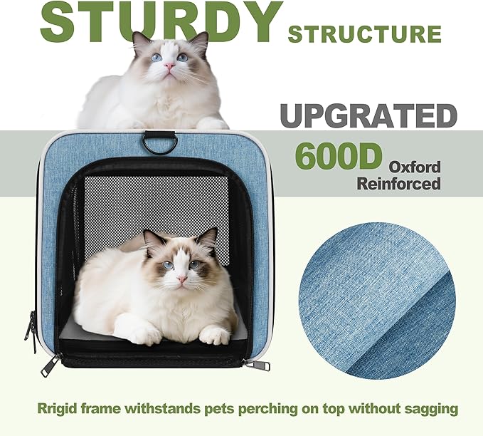 Cat Carrier 18 x 11 x 11 Top Loading Soft-Sided Pet Travel Bag Over 15lbs - Image 4