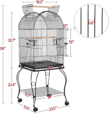 Yaheetech 59-Inch Rolling Standing Medium Dome Open Top Bird Cage - Image 3