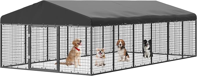 Large Outdoor Dog Enclosure, Heavy Duty Dog Cage by Petony