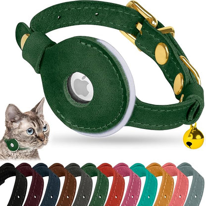 OOPSDOGGY Reflective Leather AirTag Cat Collar by OOPSDOGGY