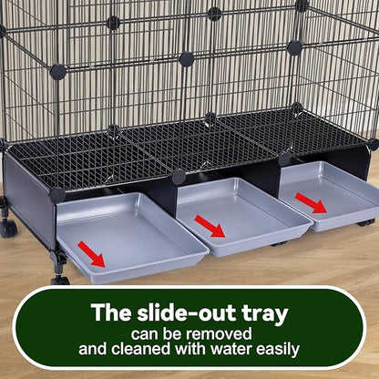 Encrypted Bird Cage, with Wooden Perches, Metal Parakeet Cage with Slide-Out - Image 3