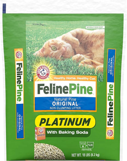 Feline Pine Platinum Non-Clumping Cat Litter, Feline Pine Cat Litter 18lb by ARMHAMMER