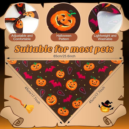 Weewooday 50 Pcs Halloween Dog Bandanas Bulk Pumpkin Ghost Bandanas - Image 3