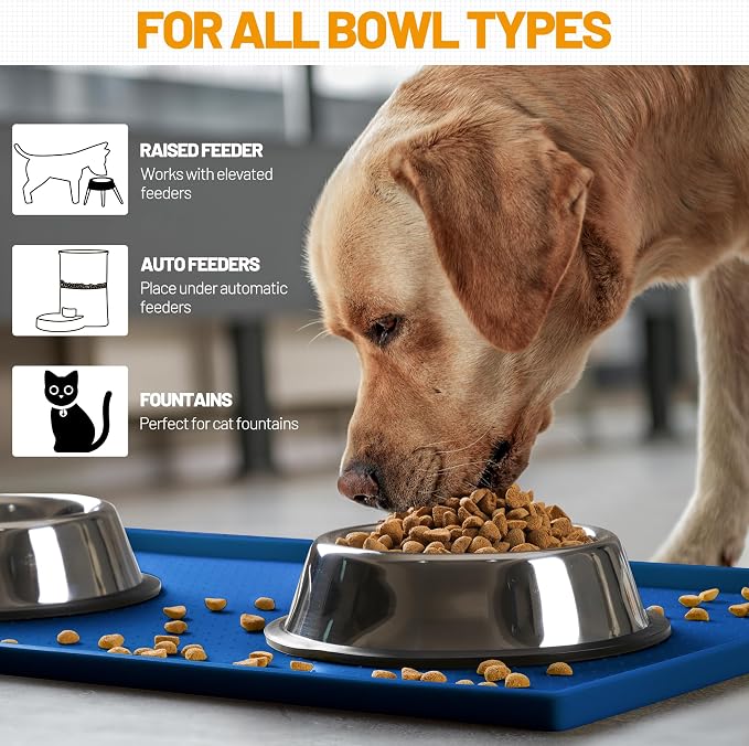 Hubulk Dog Feeding Mat, 100% Waterproof Food Grade Silicone Pet Food and Water - Image 6