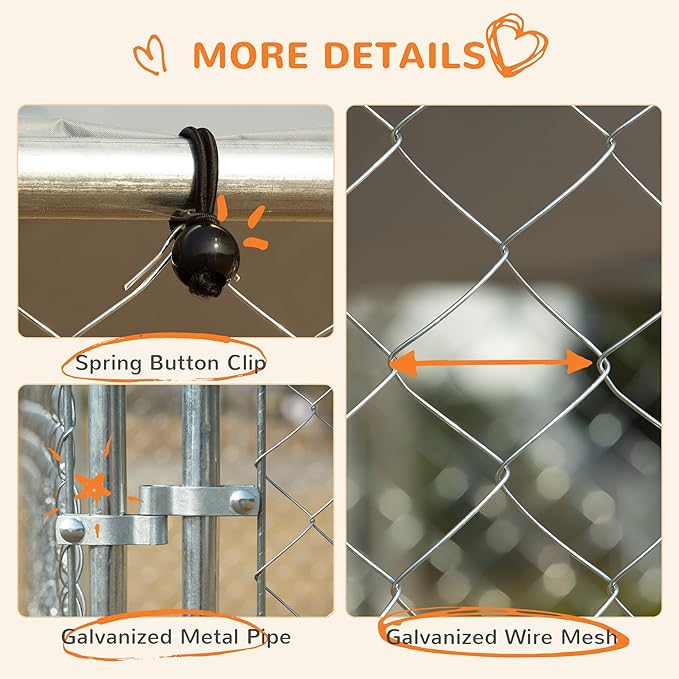 PawHut Outdoor Dog Kennel, Heavy Duty Dog Run Outdoor Fence - Image 5