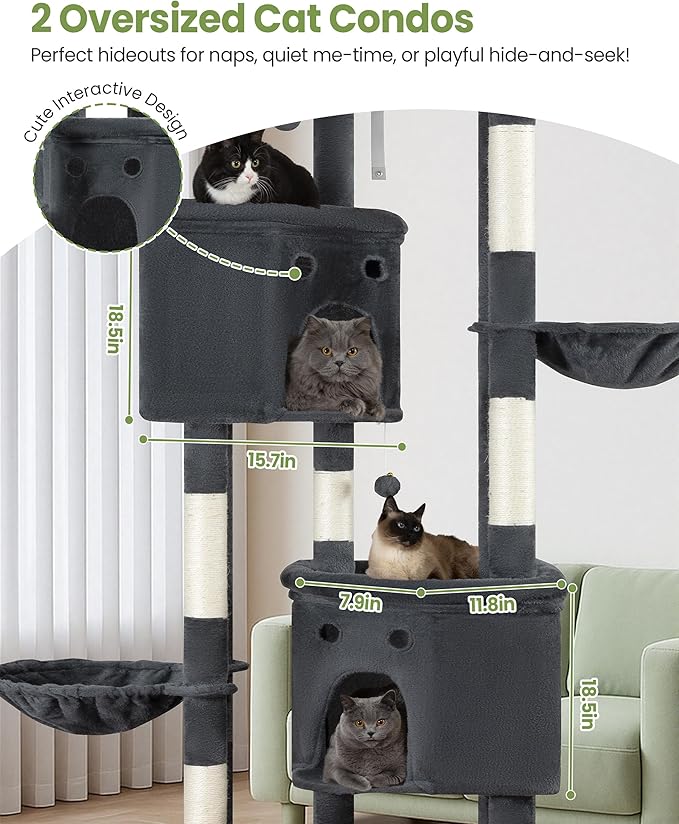 Extra Large Cat Tree, 84 Inch XXL Giant Cat Tower - Image 3