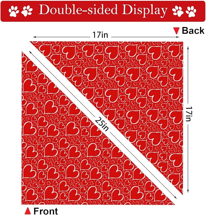 Valentines Dog Bandanas, Heart Red White Heart Dog Scarf, Mother's Day Dog - Image 3