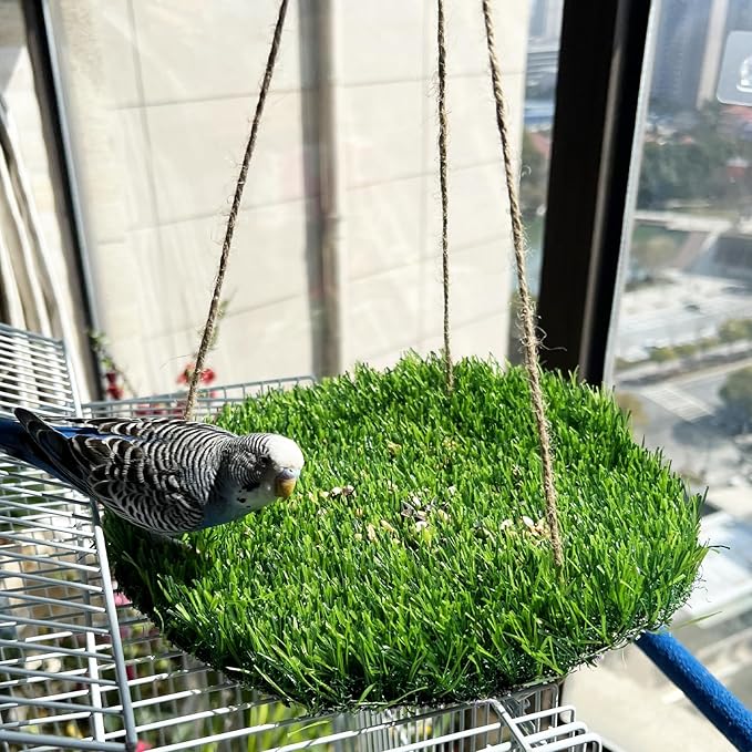 FlidRunest Large Bird Foraging Mat Toys, Natural Bird Grass Hammock Swing Toy by FlidRunest