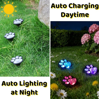 3pcs-Solar Paw Print Lights, Wireless of Cat Dog Animal Solar Lights Outdoor - Image 2