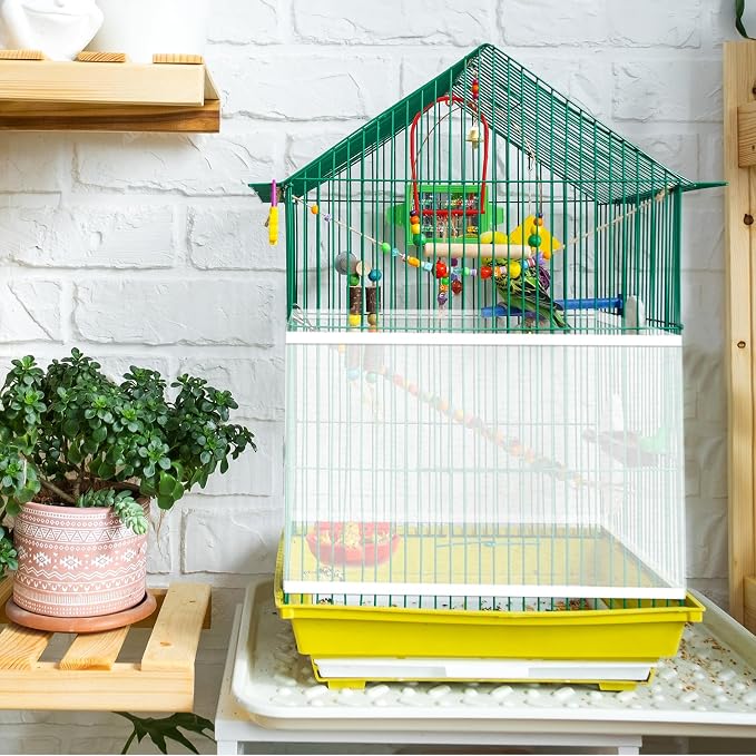 Adjustable Bird Cage Cover, 41-67‘’Bird Cage Seed Catcher Guard White Soft Airy - Image 5