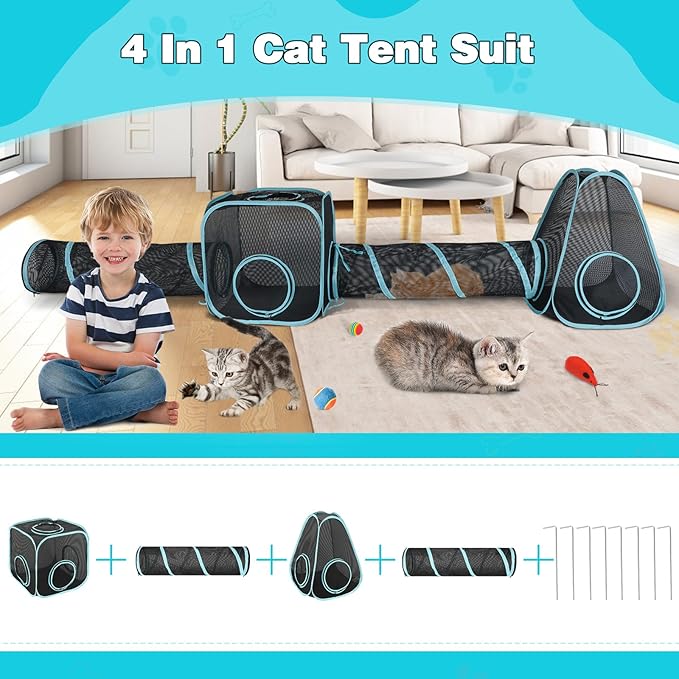 9.45FT Outdoor Cat Enclosures Portable Cat Playhouse, Pop Up Cats Tent - Image 2