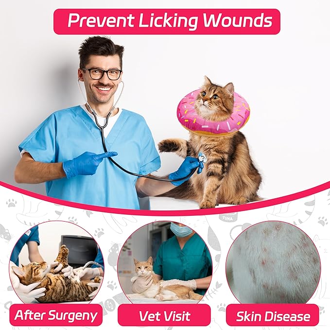 Cat Cone Soft Collar, Adjustable Cat Recovery Collars Kitten Cones to Stop - Image 6