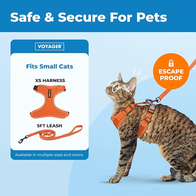 Voyager Escape-Proof Step-in Lock Cat Harness & 5ft Neoprene-Handle Leash Set - Image 2