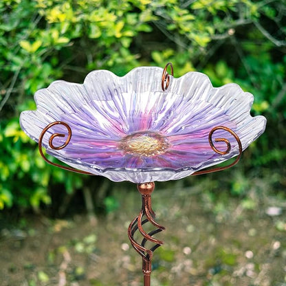 MUMTOP 31 Inch Height Glass Birdbath Birdfeeder - Image 3