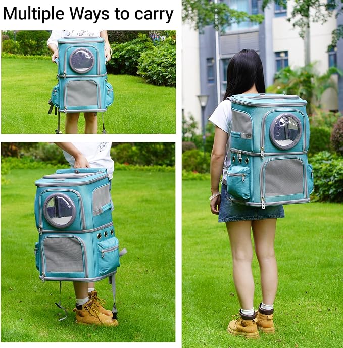 2-in-1 Pet Carrier Backpack for Two Cats or One Dog, Space Capsule Clear Bubble - Image 7