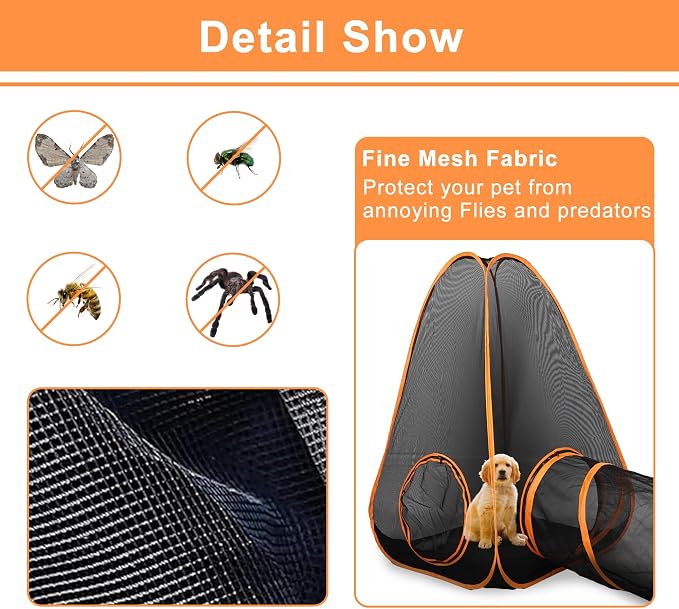 7 in 1 Outdoor Cat Enclosure, Foldable Pop-Up Mesh Playpen Tunnel - Image 7