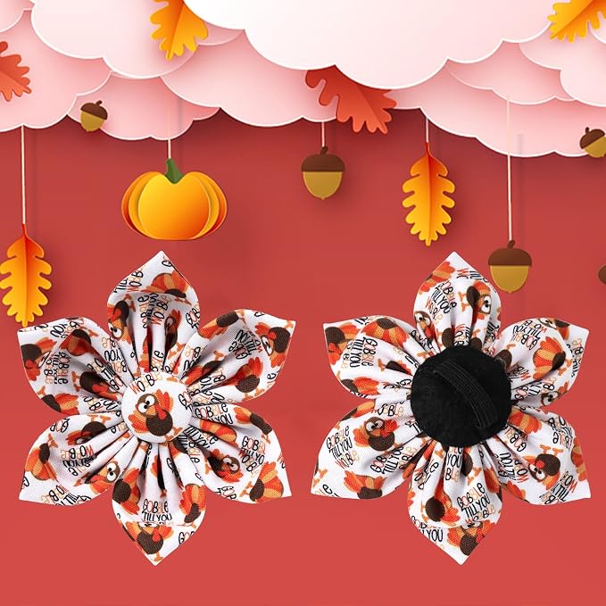 Thanksgiving Dog Collar with Flower, Turkey Cotton Flower Collar - Image 4
